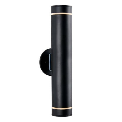 The C7 Pro Outdoor LED Wall Light features a sleek black design with elegant gold trim.