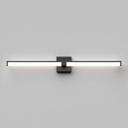 The Tivoli 36'' LED Vanity Light features a slim, horizontal rectangular design with a central black mounting base, perfect for modern wall installations against a light gray background.