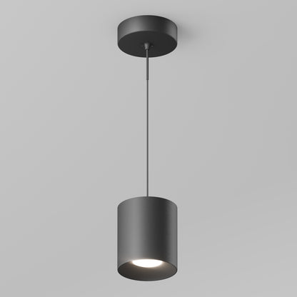 The Beam Pro 8 Integrated LED 2-IN-1 Ceiling Mount Pendant features a modern black cylindrical design, suspended by a thin cord, casting soft white light downward against a plain light gray background.