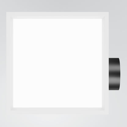 The 5 CCT Skylight Breeze Integrated LED Bathroom Fan features a white square panel with a black cylindrical attachment on the right, displayed against a light gray background.