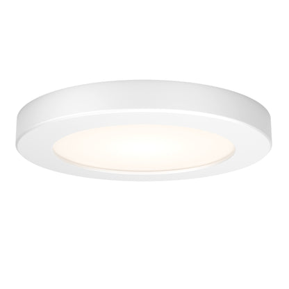 The Skylight Pro 5 3K LED Flat Panel Light is a round, flat, white ceiling fixture that emits a soft, diffused glow, shown against a plain white background.