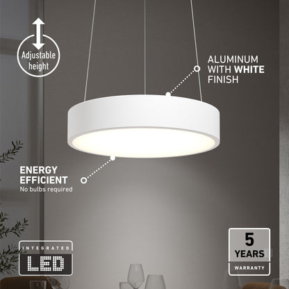 A Concerto LED Pendant Black light fixture hanging from the ceiling.