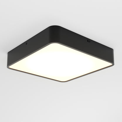 The LYDEL LED Ceiling Light features a modern, square design with a black frame and glowing white center, mounted on a white ceiling.