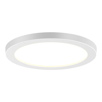 The 9" LED Skylight with 3 colour trim rings features a modern, circular white design, slim profile, adjustable colour-balance, and is displayed against a plain white background.